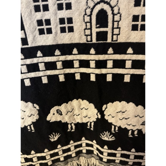 Y2K Folk Farmhouse Woven Checks Sheep Hearts Fringe Open Front Boho Cottagecore - Picture 15 of 15